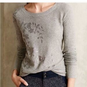 Anthropologie Knitted & Knotted sweater foil print floral